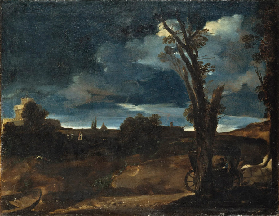 Landskab ved måneskin - Guercino