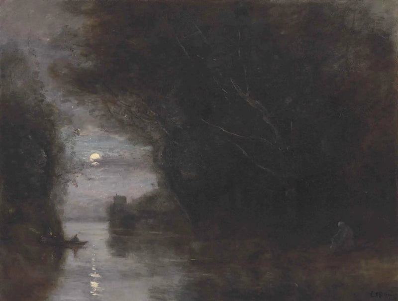 Landskab ved måneskin - Jean-Baptiste Camille Corot