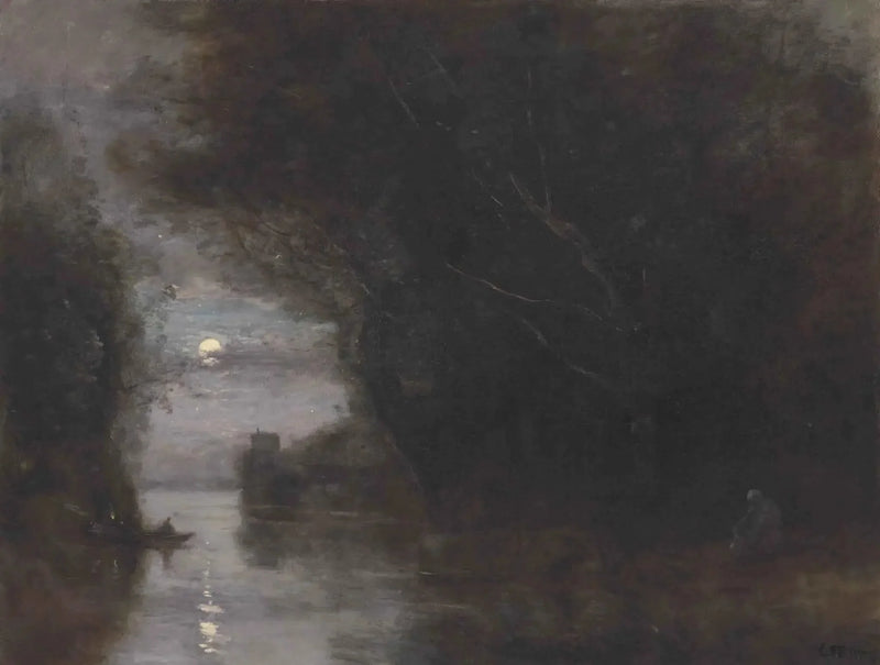 Landskab ved måneskin - Jean-Baptiste Camille Corot