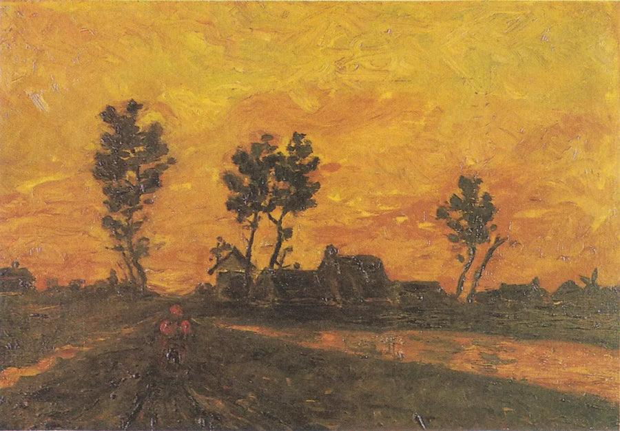 Landskab ved solnedgang - Vincent van Gogh