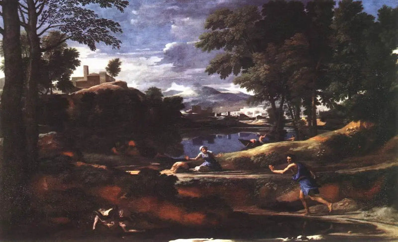 Landskab med slange - Nicolas Poussin