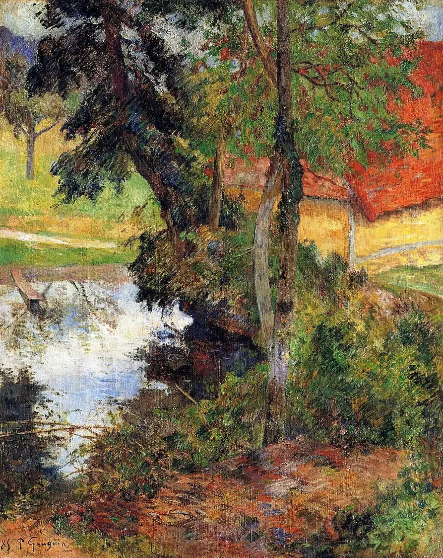 Landskab med rødt tag - Paul Gauguin