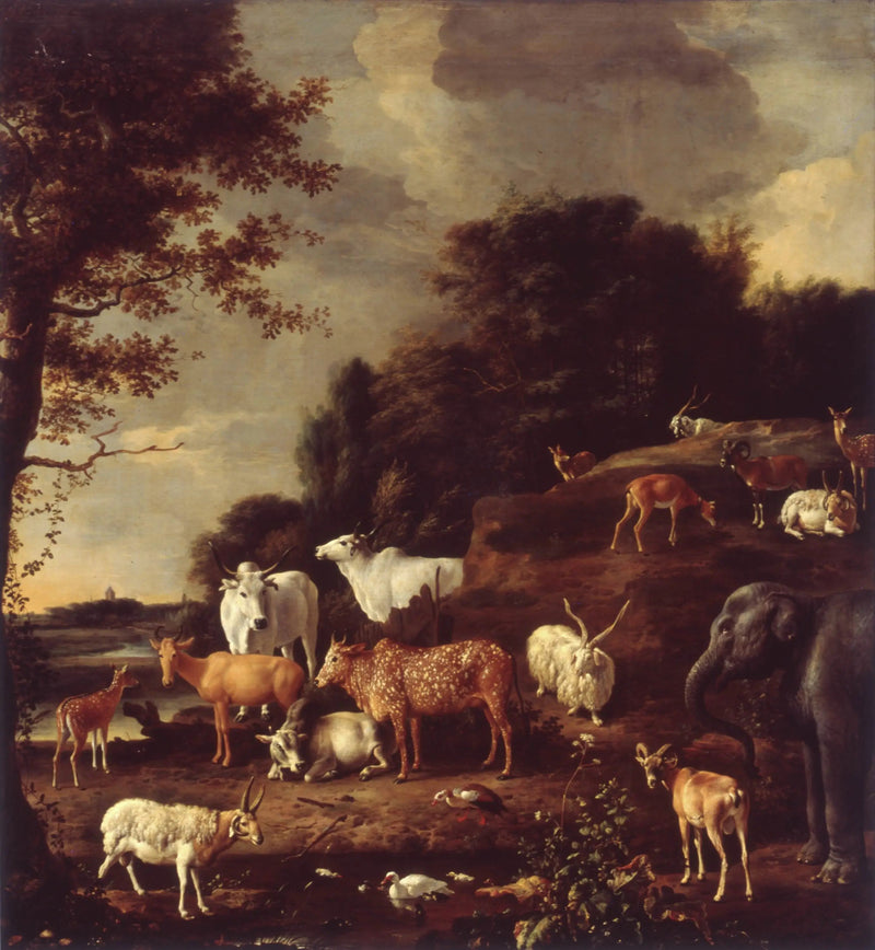 Landskab med eksotiske dyr - Melchior de Hondecoeter