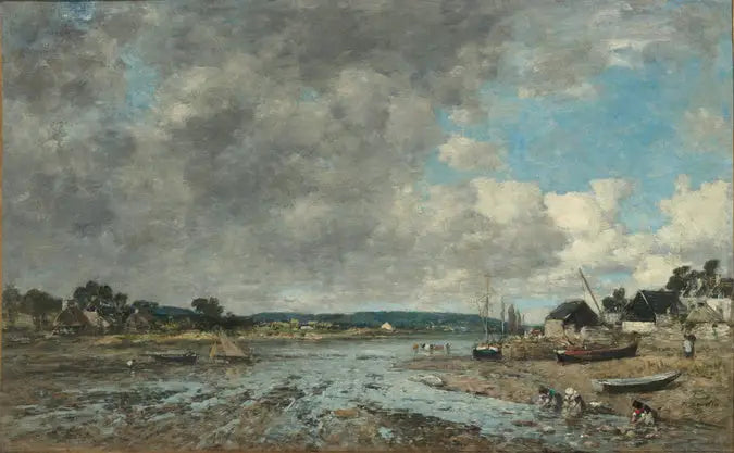 Landskab med vaskekoner - Eugène Boudin