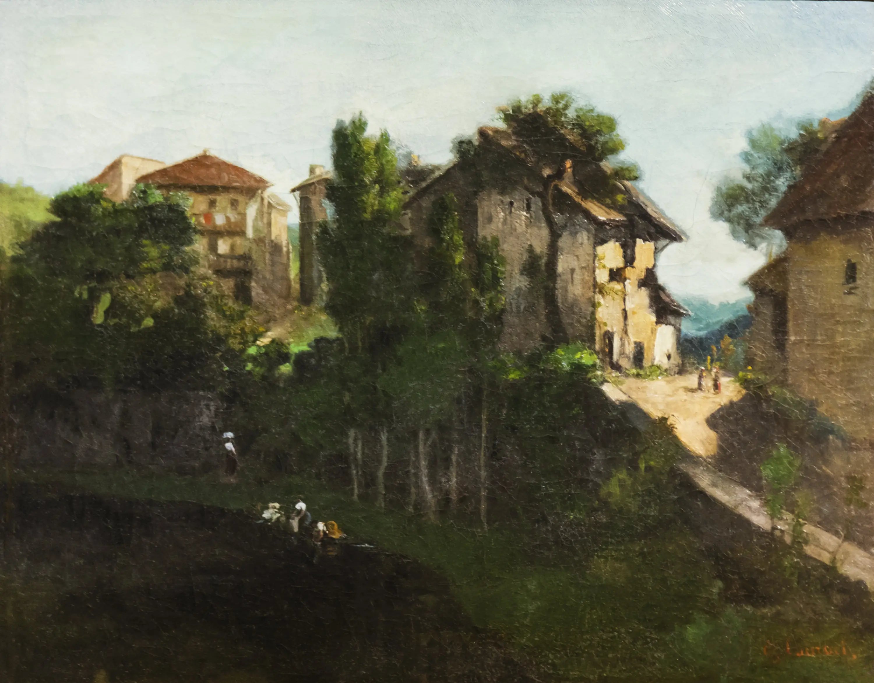 Paysage aux lavandières - Gustave Courbet image 1 tableau peint à l’huile sur toile