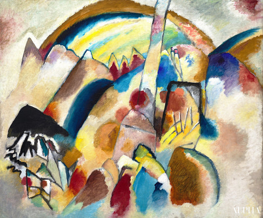 Landskab med 2 røde pletter - Vassily Kandinsky - Reproduktioner af malerier og højkvalitets malerier
