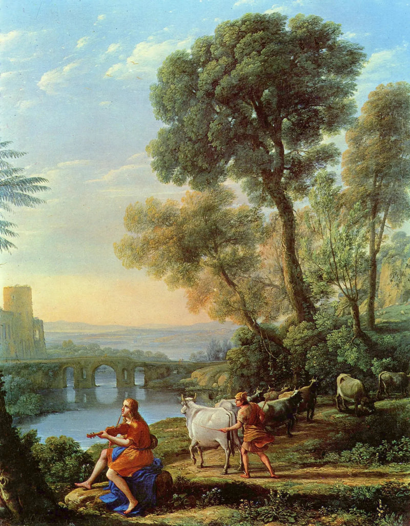 Landskab med Apollon, der vogter Admetus' flokke - Claude Lorrain