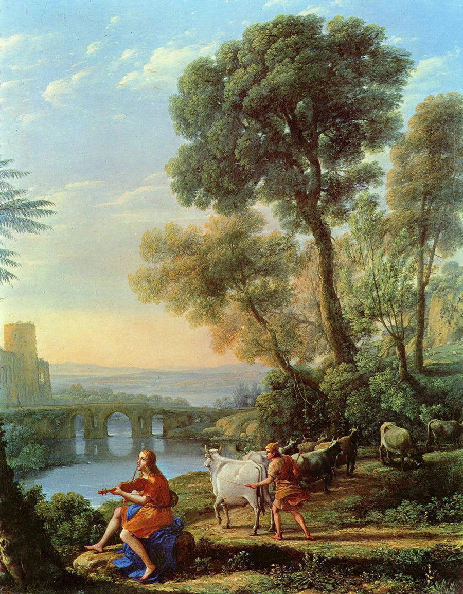 Landskab med Apollon, der vogter Admetus' flokke - Claude Lorrain