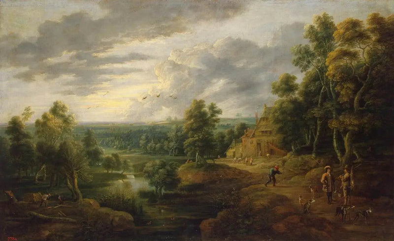 Landskab med træ ved bredden af en flod - David Teniers den Yngre