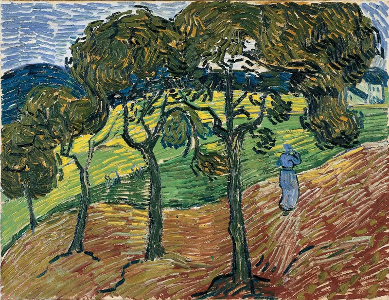 Landskab med træer og figurer - Vincent van Gogh