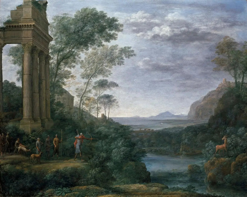 Landskab med Ascagne, der dræber hjorten af Silvia - Claude Lorrain