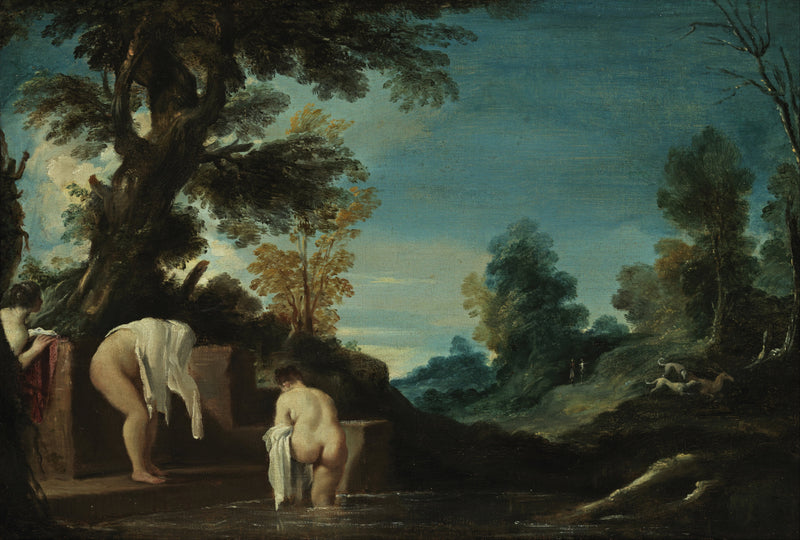 Landskab med badende kvinder - Guercino