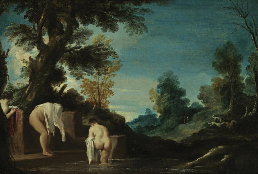 Landskab med badende kvinder - Guercino