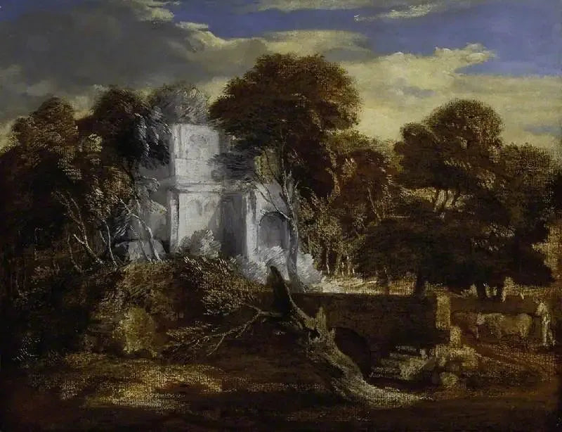 Landskab med hyrde og køer, der krydser en bro - Thomas Gainsborough