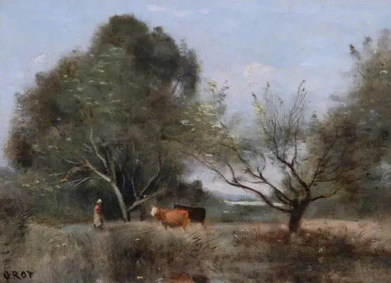 Landskab med kvæg - Jean-Baptiste Camille Corot