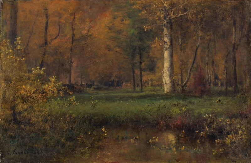 Landskab med gult busk - George Inness