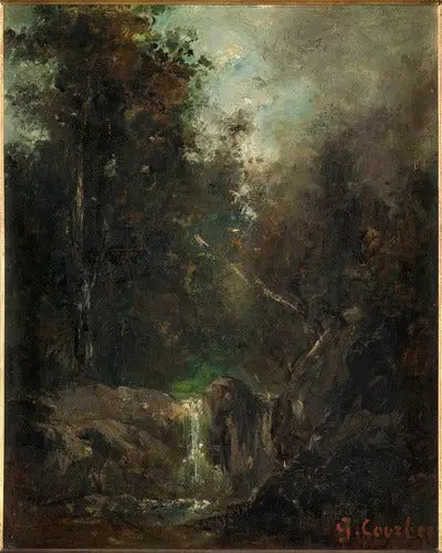 Landskab med vandfald - Gustave Courbet