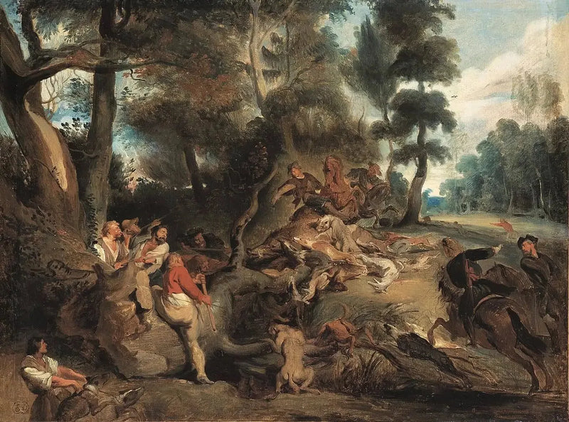 Landskab med vildsvinejagt - Eugène Delacroix