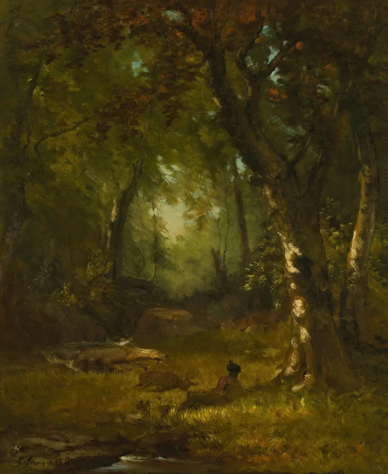 Landskab med jæger - George Inness