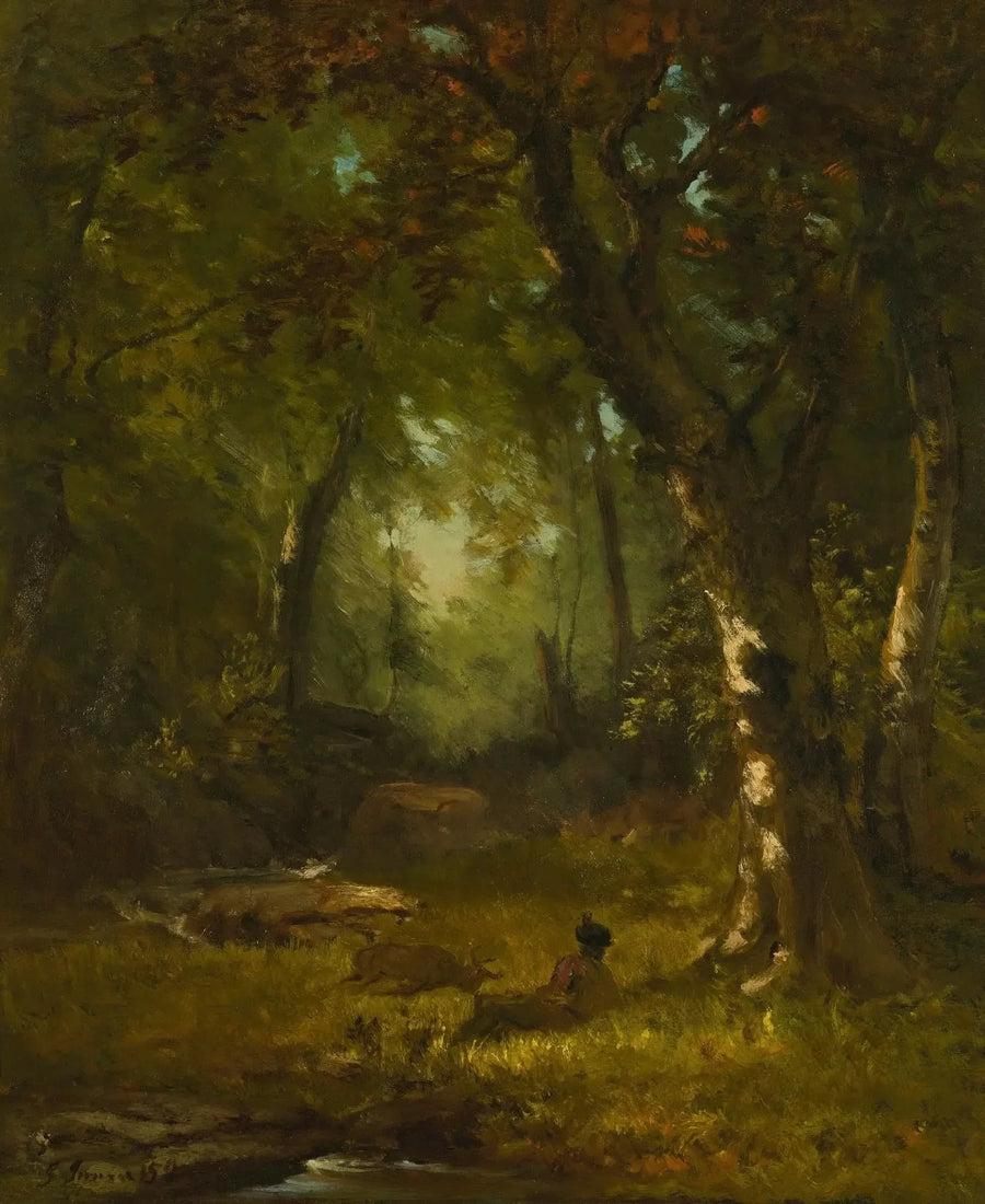 Landskab med jæger - George Inness