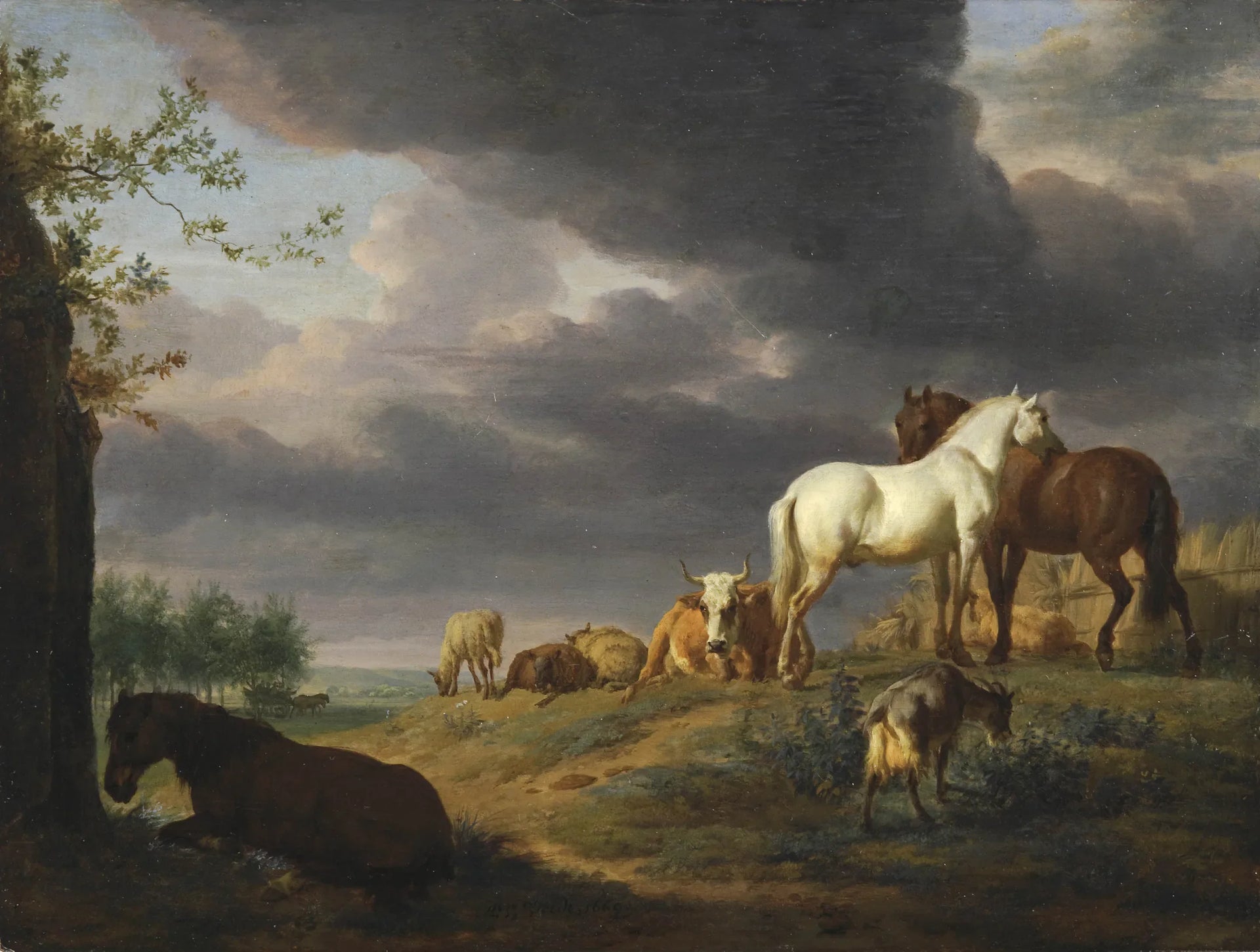 Paysage avec chevaux et autres animaux d'élevage - Adriaen van de Velde image 1 copie de tableau peinte à la main