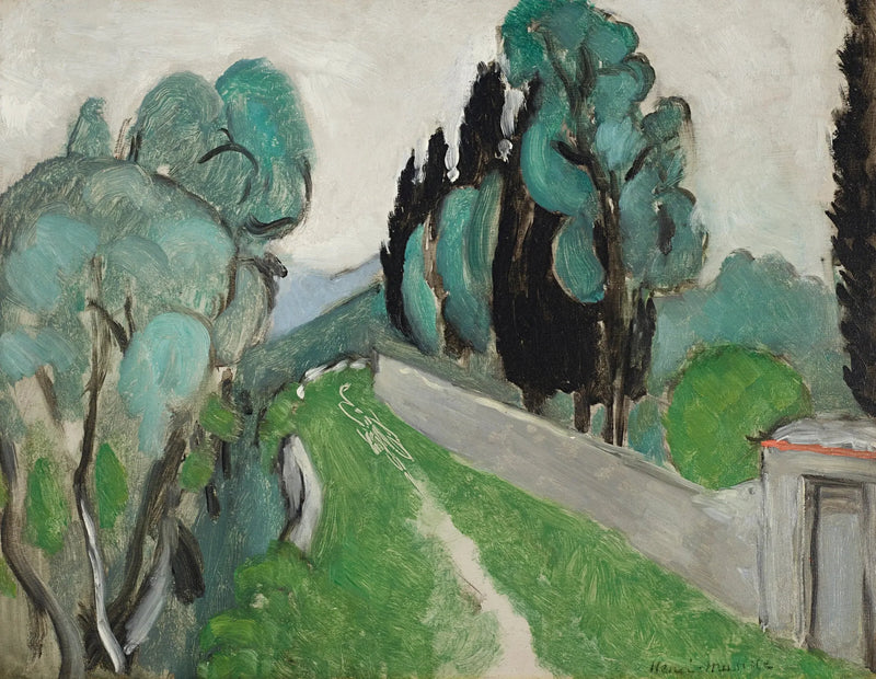 Landskab med cypresser og oliventræer i nærheden af Nice - Henri Matisse