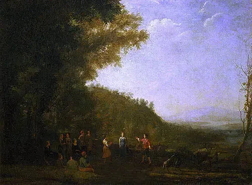 Landskab med dans af bønder - Claude Lorrain