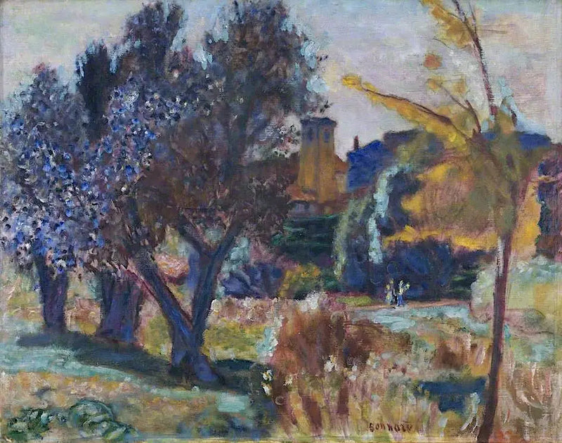 Landskab med oliventræer og en kapel - Pierre Bonnard