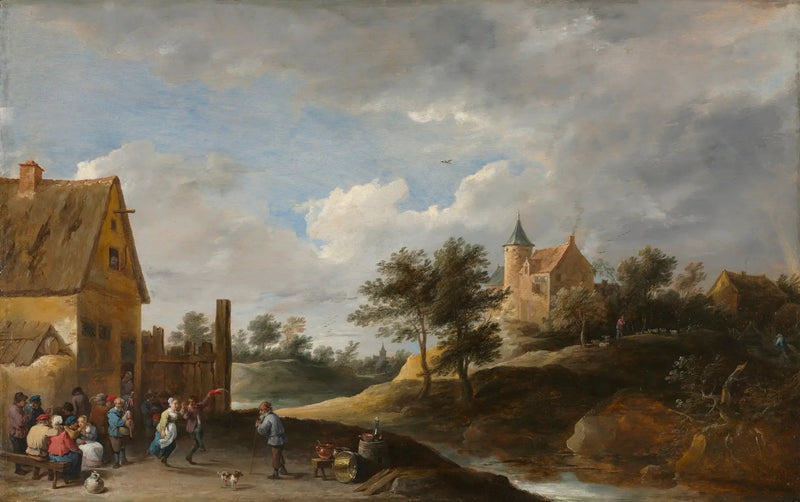 Landskab med bønder, der danser - David Teniers den Yngre