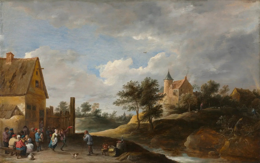 Landskab med bønder, der danser - David Teniers den Yngre