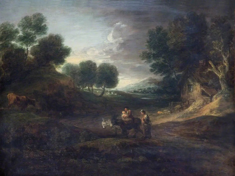 Landskab med bønder og æsler - Thomas Gainsborough