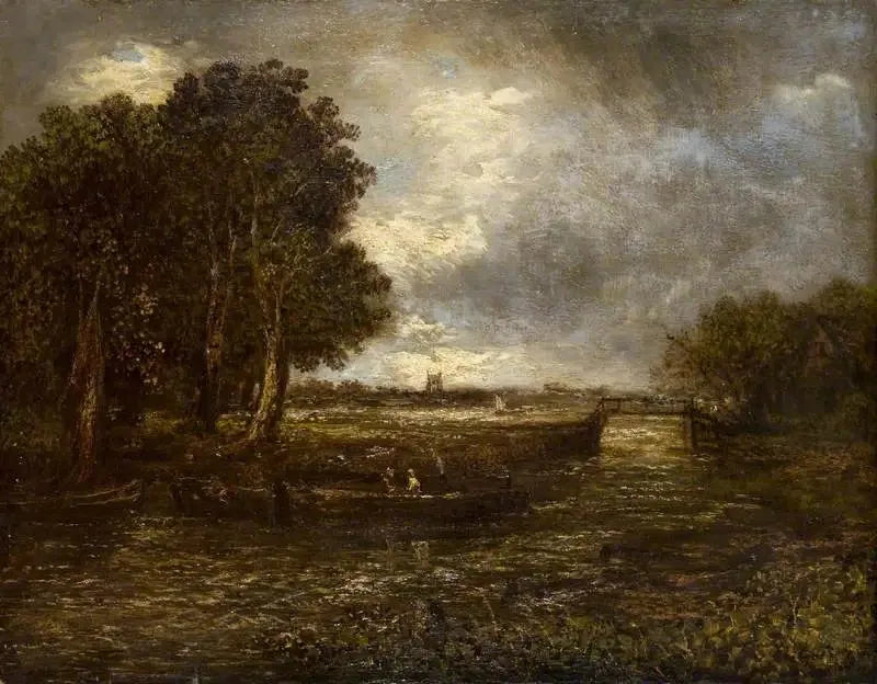 Landskab med både på en flod - John Constable