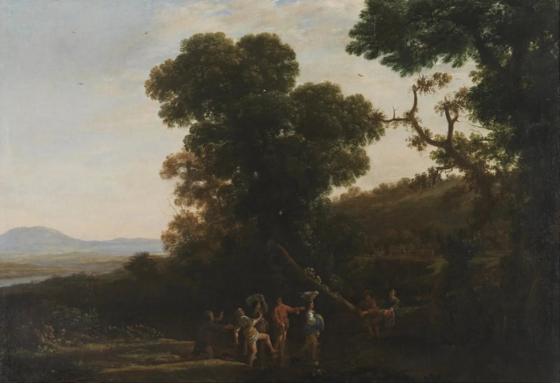 Landskab med personer, der leger i en bæk - Claude Lorrain