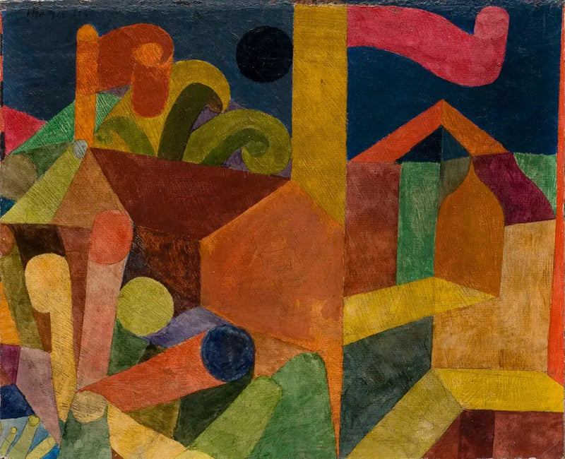 Landskab med flag; Huse med flag - Paul Klee
