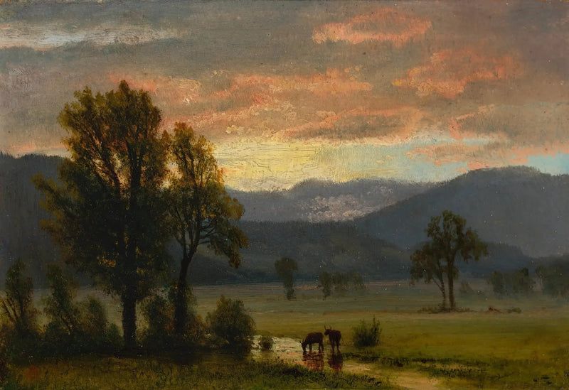 Landskab med kvæg - Albert Bierstadt