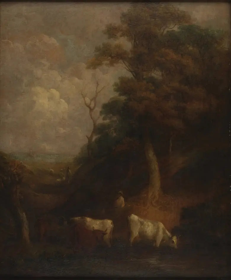 Landskab med kvæg og en dam - Thomas Gainsborough