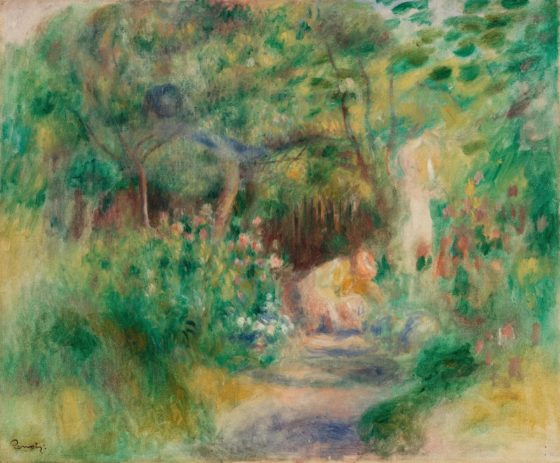 Landskab med kvinde der arbejder i haven - Pierre-Auguste Renoir