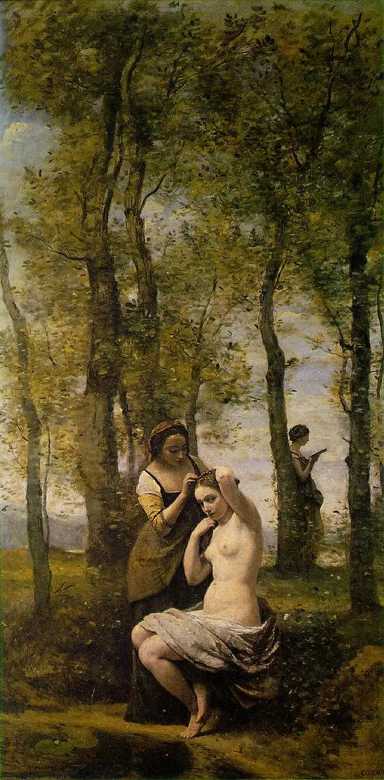 Landskab med figurer - Jean-Baptiste Camille Corot