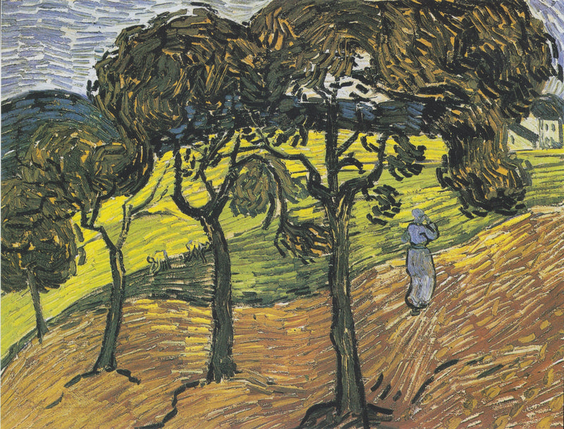 Landskab med træer og figurer - Vincent van Gogh