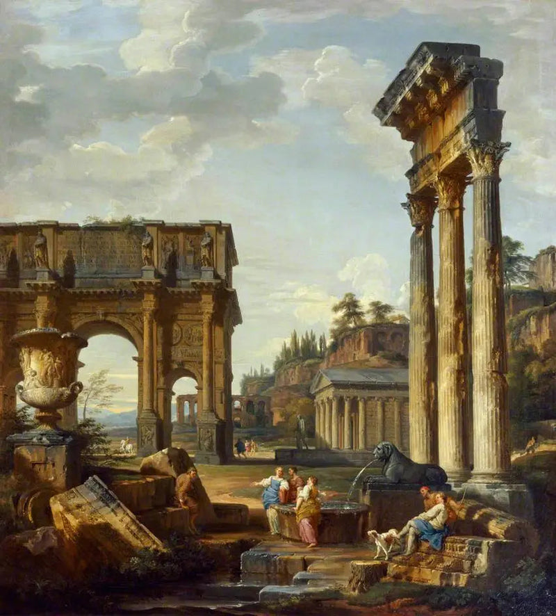 Landskab med Konstantinsbuen - Giovanni Paolo Panini
