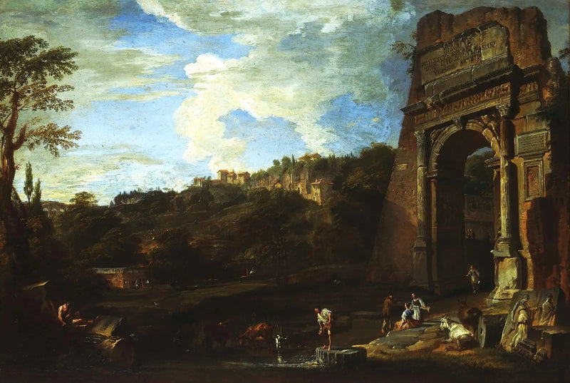 Landskab med Titus-buen - Giovanni Paolo Panini