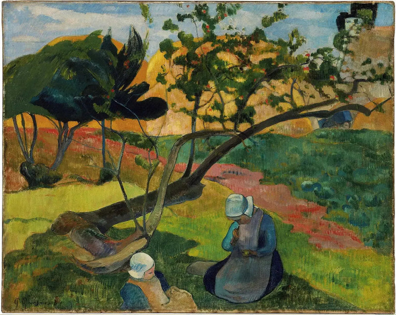 Landskab med den bretonske kvinde To - Paul Gauguin