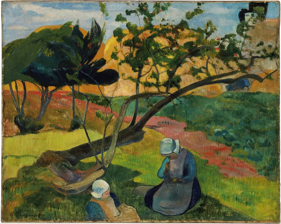 Landskab med den bretonske kvinde To - Paul Gauguin