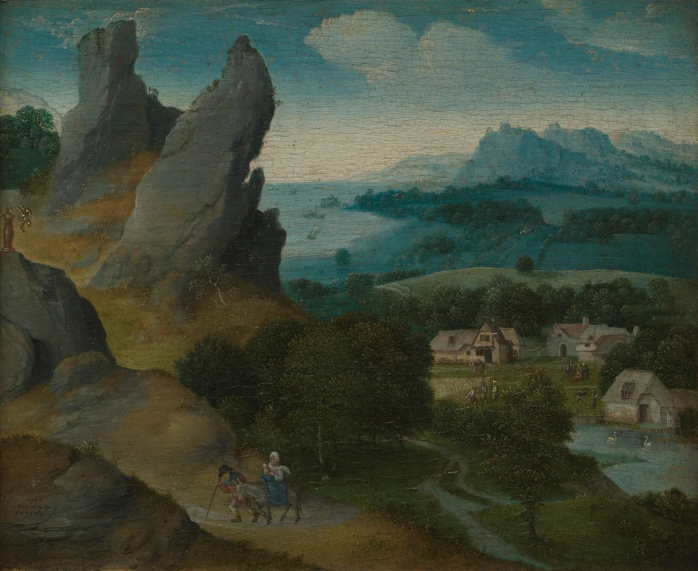 Paysage avec la fuite en Égypte - Joachim Patinier image 1 reproduction artisanale de tableau