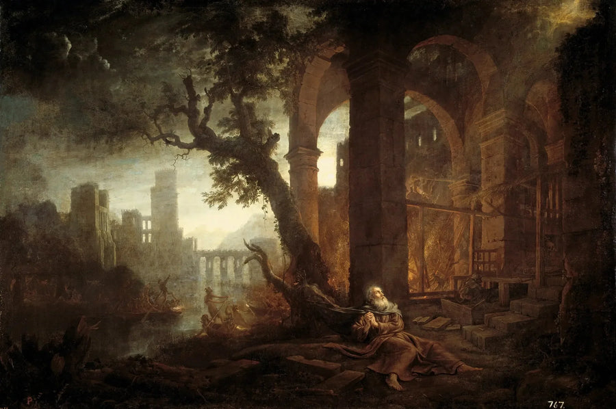 Landskab med fristelsen af den hellige Antonius - Claude Lorrain