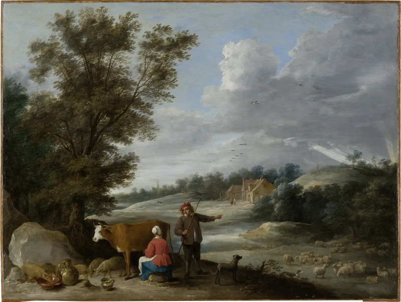 Landskab med malkerske og hyrde - David Teniers den Yngre