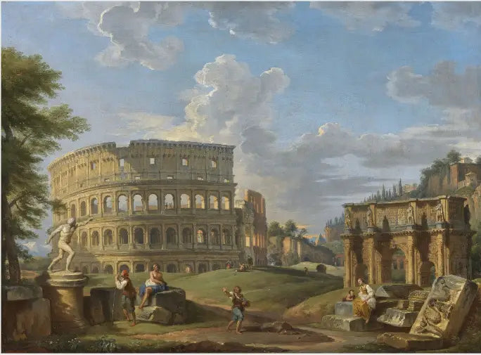 Landskab med Colosseum og Konstantinsbuen, Rom - Giovanni Paolo Panini