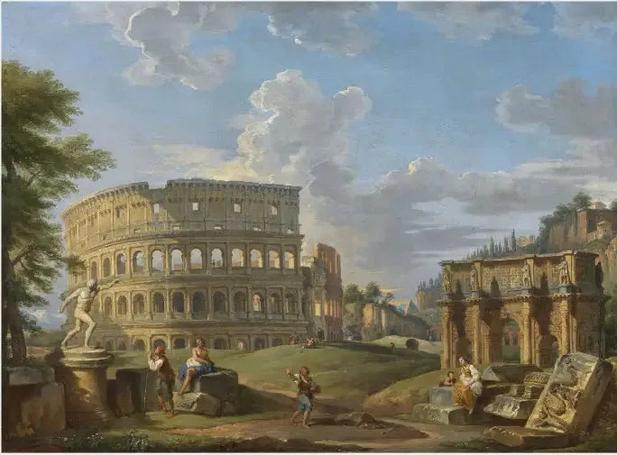 Landskab med Colosseum og Konstantinsbuen, Rom - Giovanni Paolo Panini