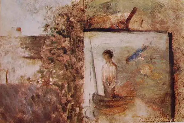 Landskab med ''Den Fattige Fisker'' af Puvis de Chavannes - Georges Seurat