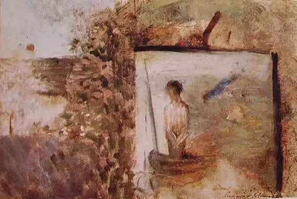 Landskab med ''Den Fattige Fisker'' af Puvis de Chavannes - Georges Seurat